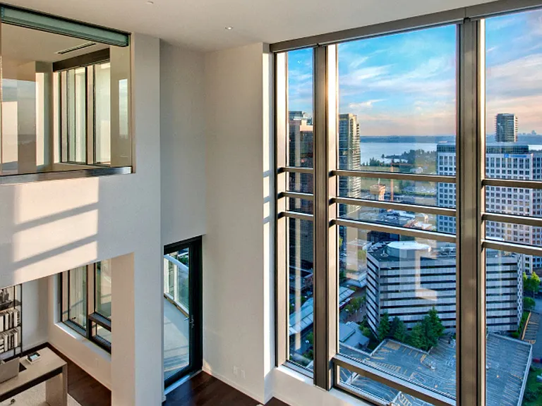 Two story penthouse living room, decadent in square footage