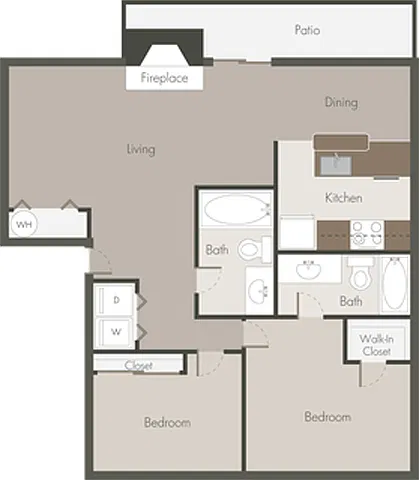 Floor plan 2 Bed 2 Bath_B