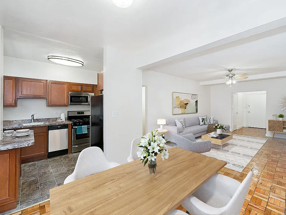 Living and kitchen (virtually staged)
