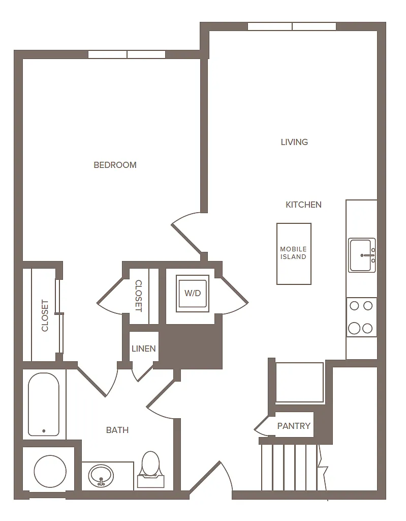 Floor plan 1 Bed/1 Bath-G