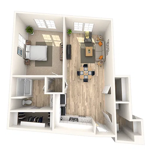 Floor plan Loft 1x1 909 SF