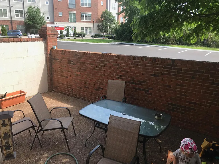 back patio. the parking lot is very quiet. not busy at all.