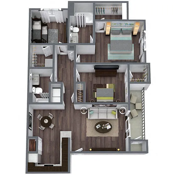 Floor plan C1: 3 Bed 2 Bath