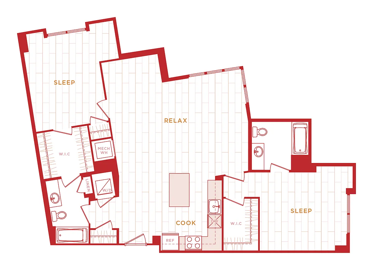 Floor plan 2 Bed/2 Bath s-b13a