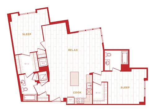 Floor plan 2 Bed/2 Bath s-b13a