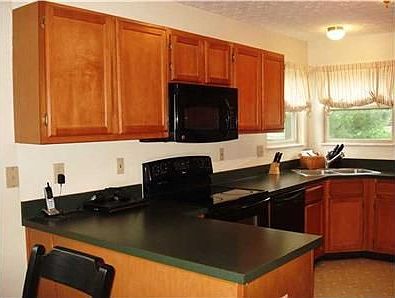View from eating area into kitchen