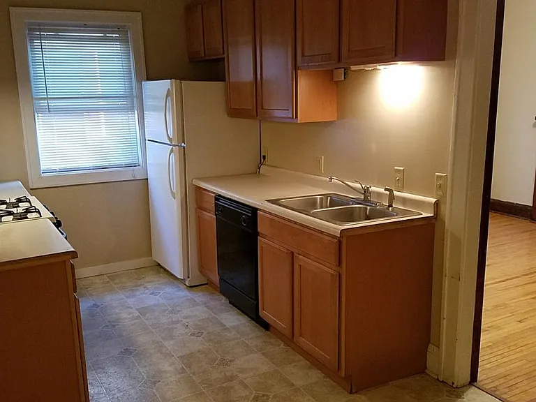 Nice kitchen lighting at dusk.