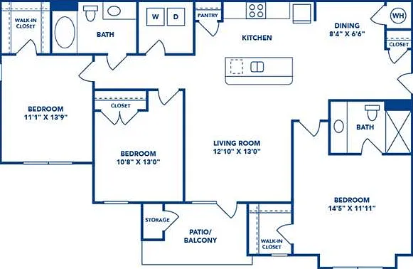 3 Bedroom | 2 Bath | 1305 SF 3 Bedroom | 2 Bath | 1305 SF