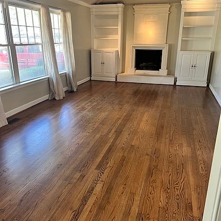 Living room with gas fireplace.