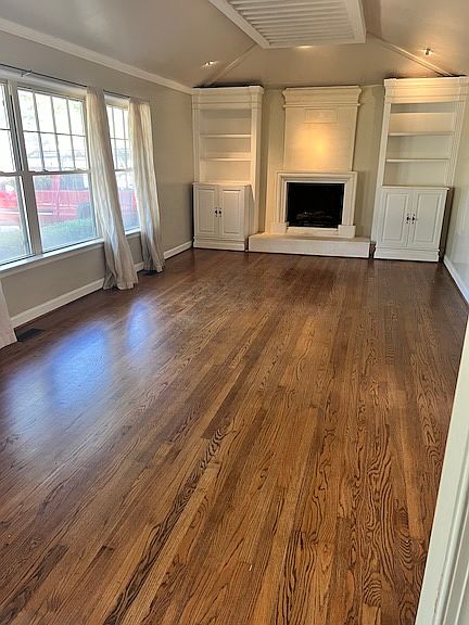 Living room with gas fireplace.