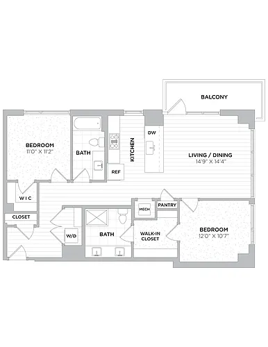Floor plan 2 Bed/2 Bath-C2