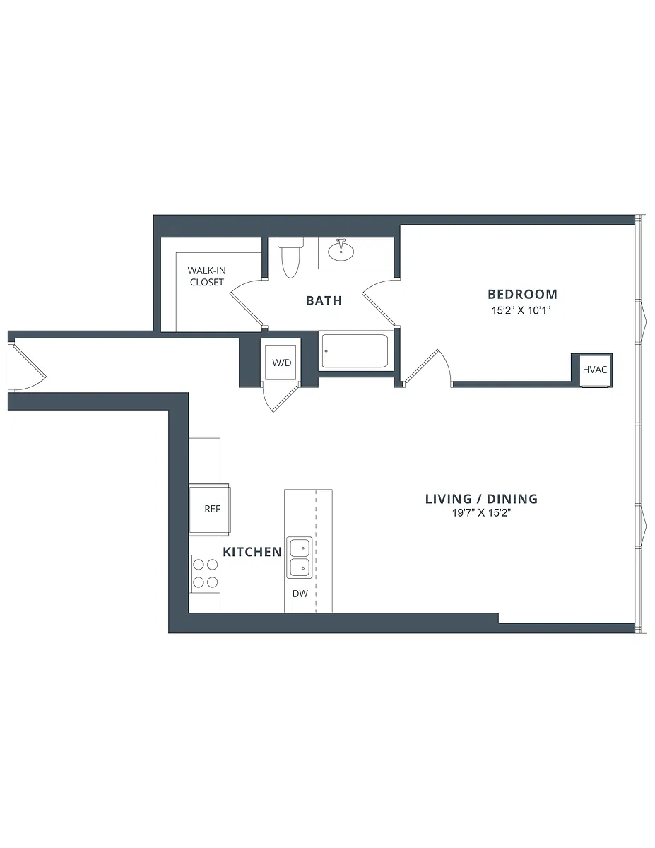 Floor plan 1 Bed/1 Bath-A12