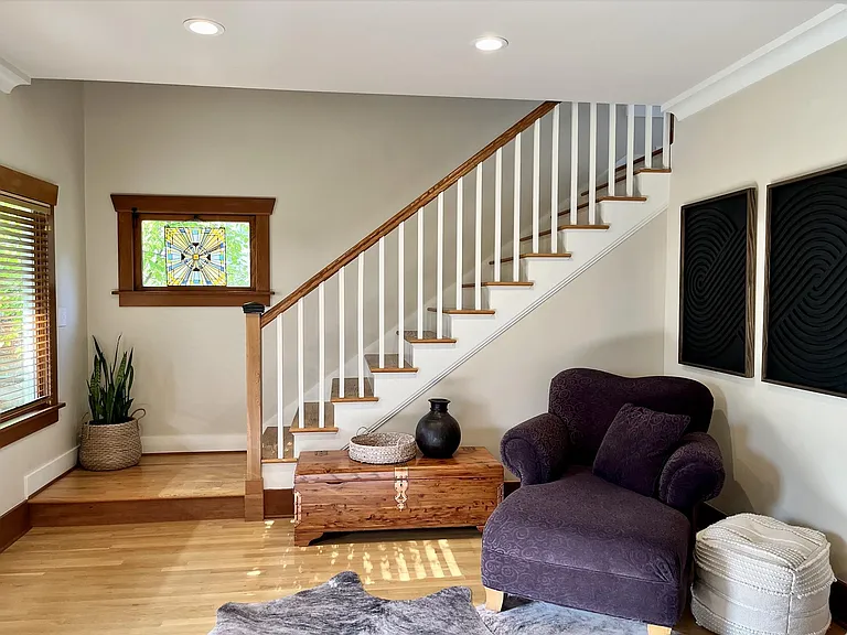 Stairway located off the front entry area