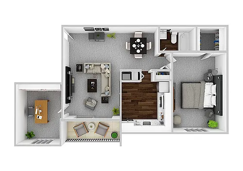 Floor plan 1 Bedroom/1 Bathroom w/ Den - 753 sq ft