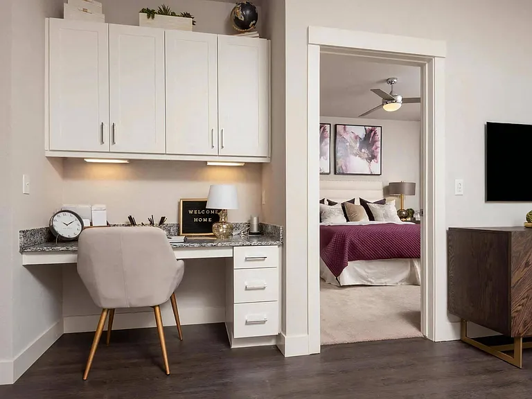 Built In Desk With Granite Counter Tops