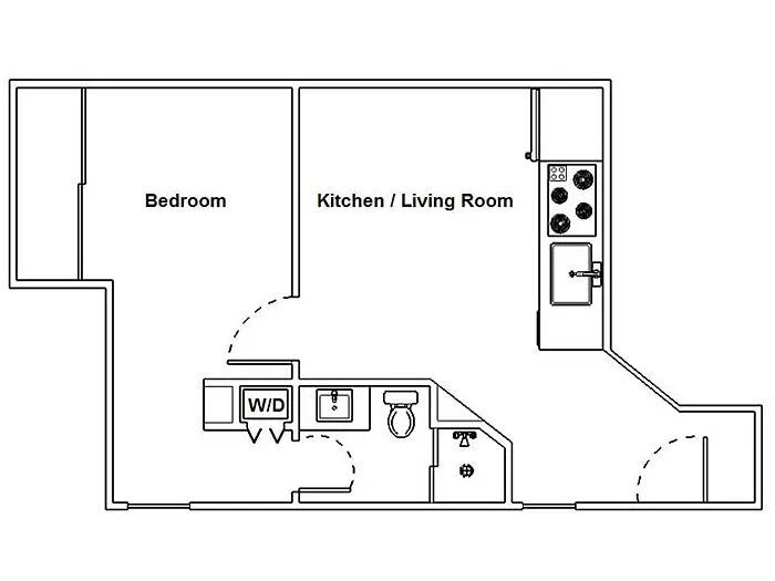 Floor plan 1 Bed / 1 Bath: Type B