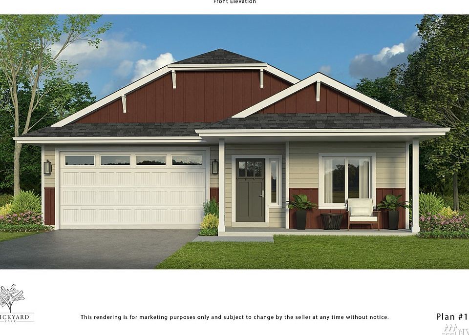 Siding detail and roof lines may be different than this rendering. Garage is on the right.