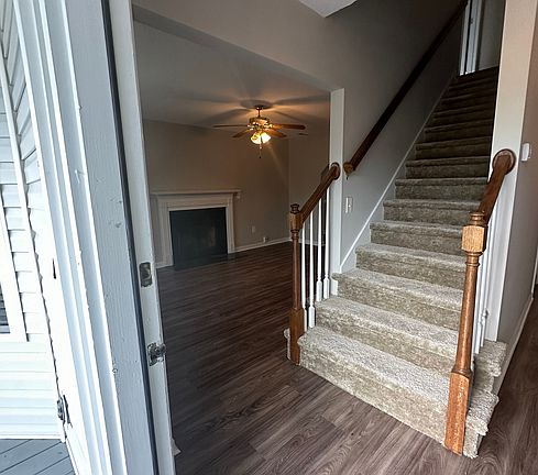 View from front porch into house