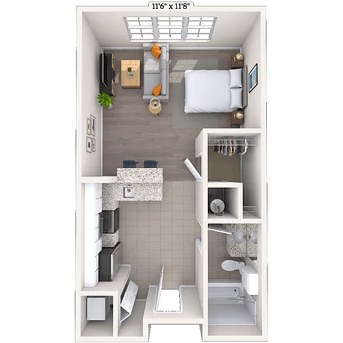 Floor plan Studio 0x1 492-610 SF