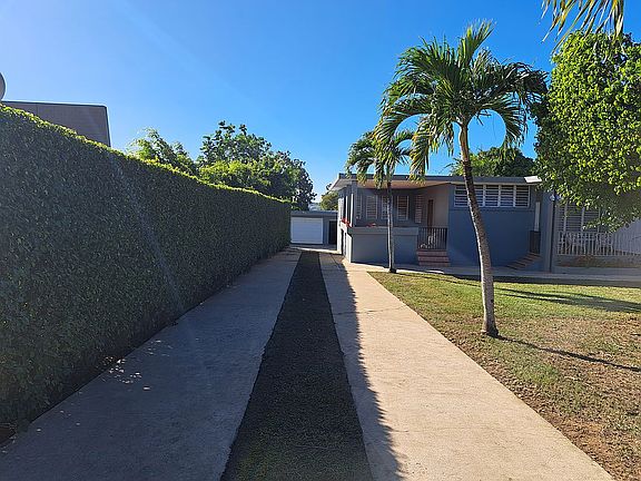 Driveway to the back of the garage