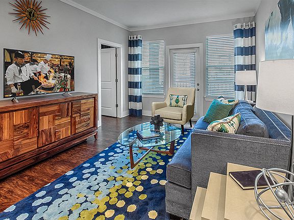 Large windows and crown molding