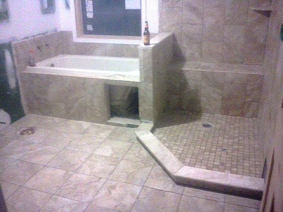 Master Bath b4 glass doors