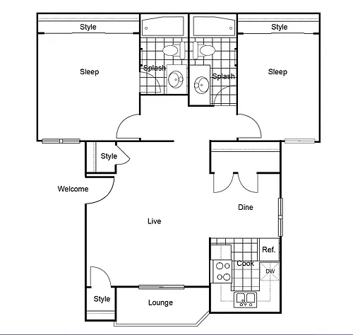Floor plan Sierra - 2x2