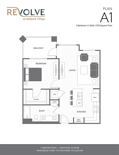 Floor plan 1 Bed/1 Bath