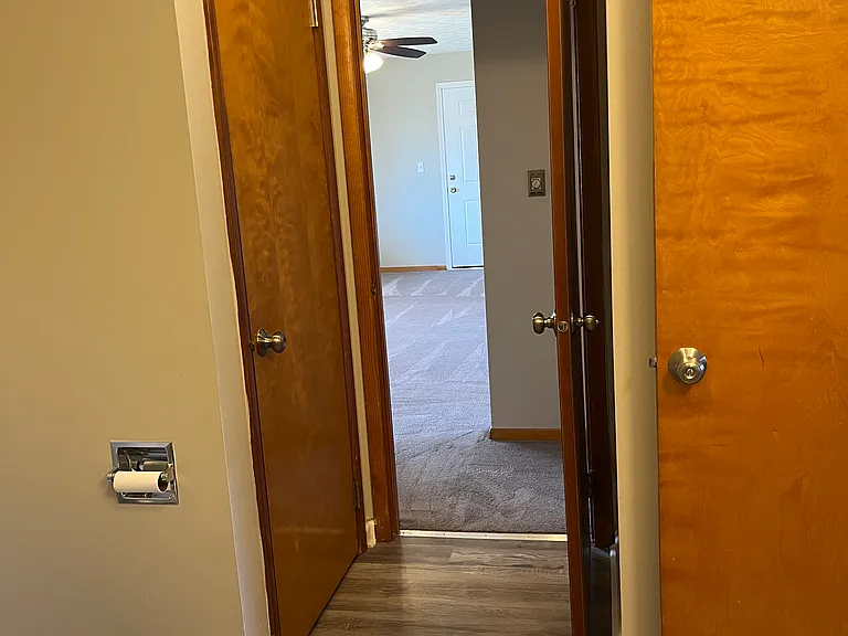 Bathroom to living room view