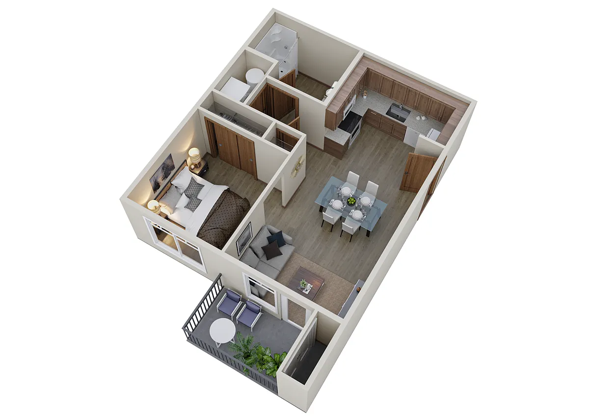 Floor plan Open 1-Bedroom
