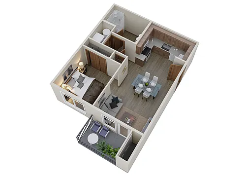 Floor plan Open 1-Bedroom