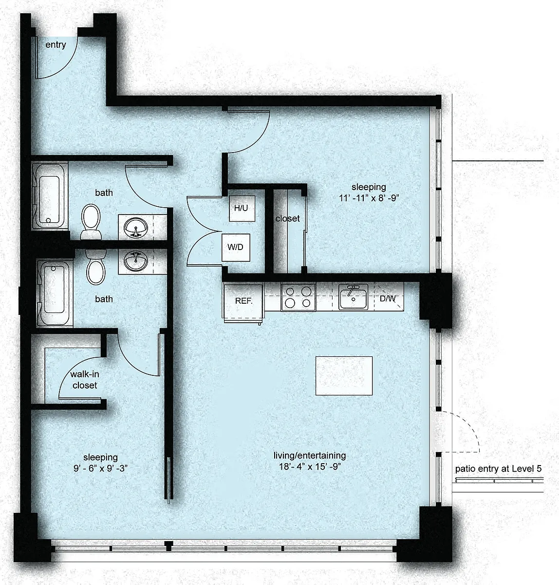 Floor plan Nolo 2 Bed 2 Bath C5