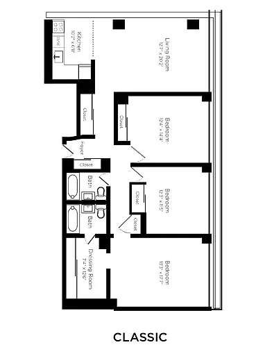 Floor plan Classic 3 Bed 2 Bath_1290