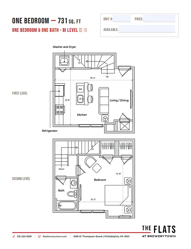 Floor plan One Bedroom Bi-Level