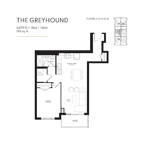 Floor plan 1 Bedroom - The Greyhound