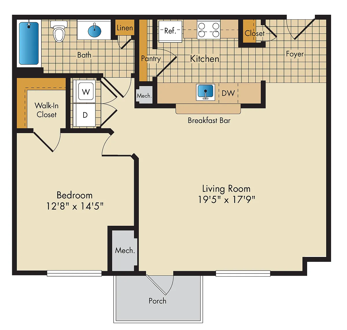Floor plan 1 Bed/1 Bath