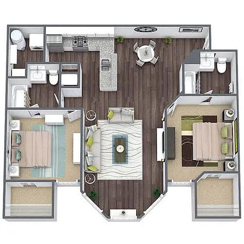 Floor plan B2: 2 Bed 2 Bath