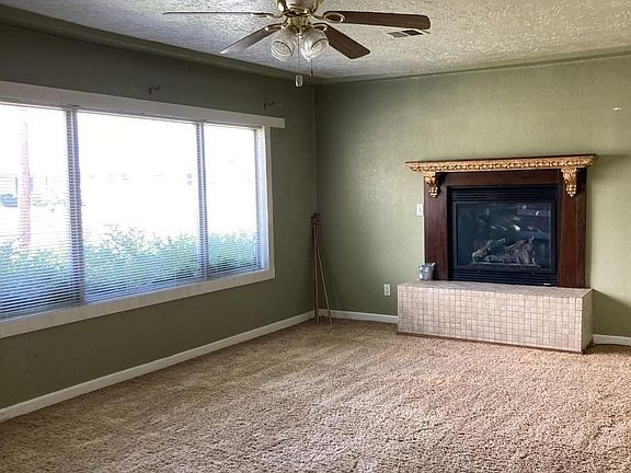 LIVING ROOM WITH LARGE WINDOW FILLS ROOM WITH NATURAL LIGHT - GAS FIREPLACE