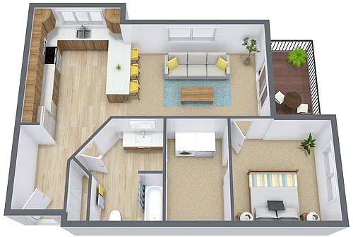 Floor plan One Bedroom 11C