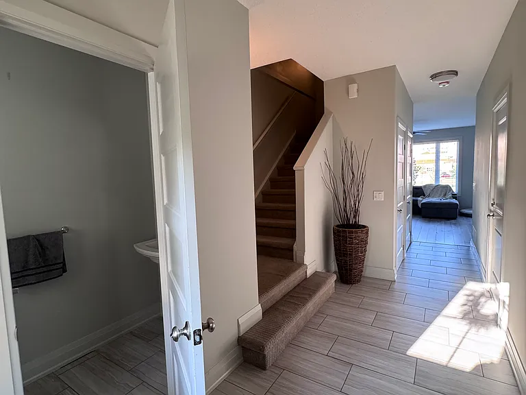 Main entrance, bathroom on the left