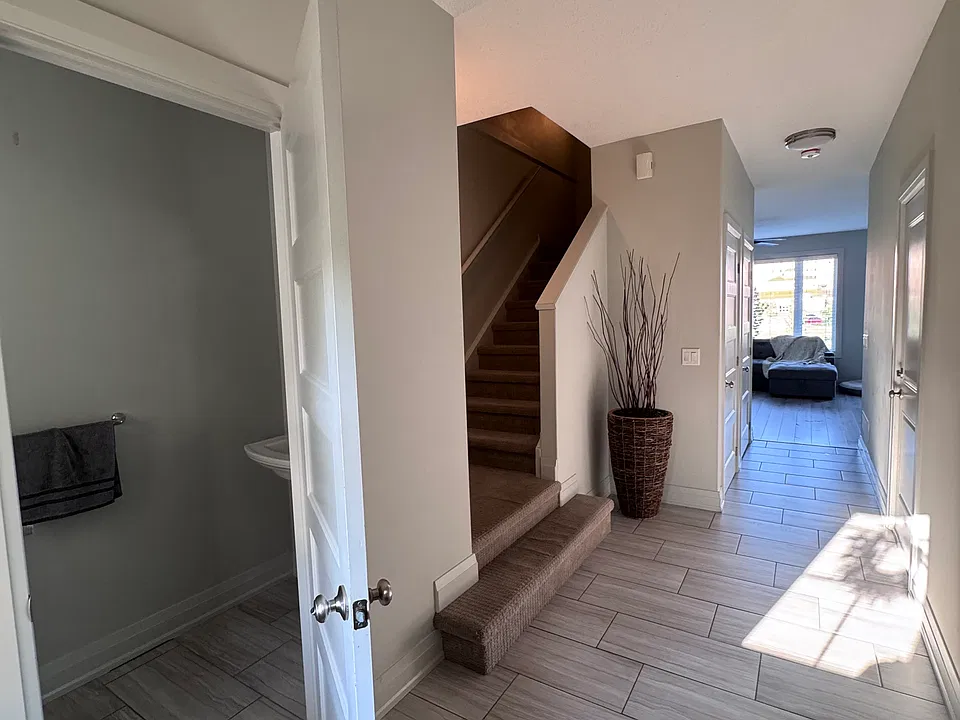 Main entrance, bathroom on the left