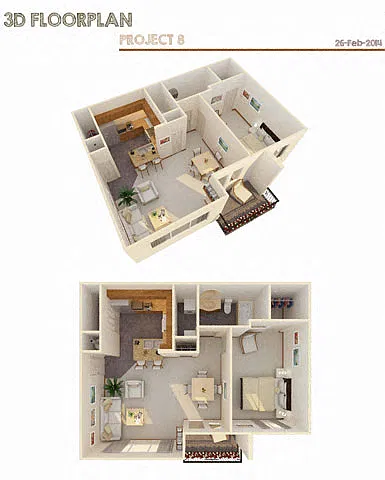 Floor plan 1 Bed (Fireplace Optional)