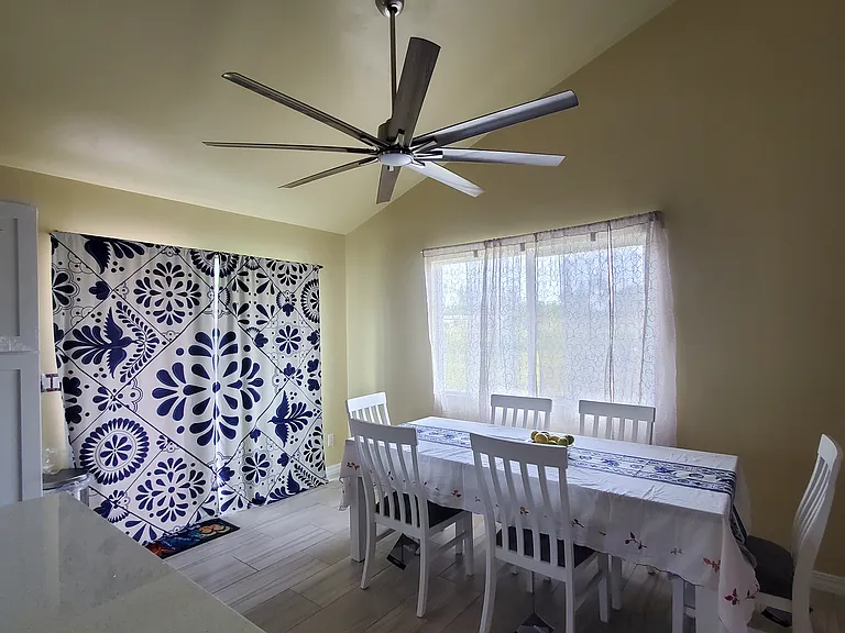 Six seat long dinning table.