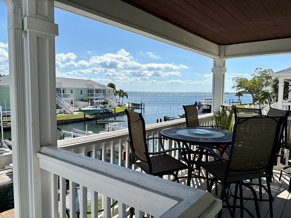 View to Tampa Bay and the iconic Skyway Bridge from the covered patio - magical when lit up at night