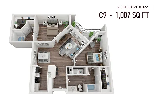 Floor plan Two Bedroom C9p Renovated