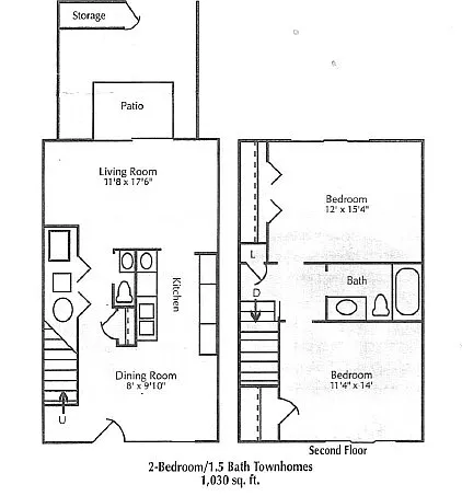 Floor plan Sheffield Townhomes 2Bd