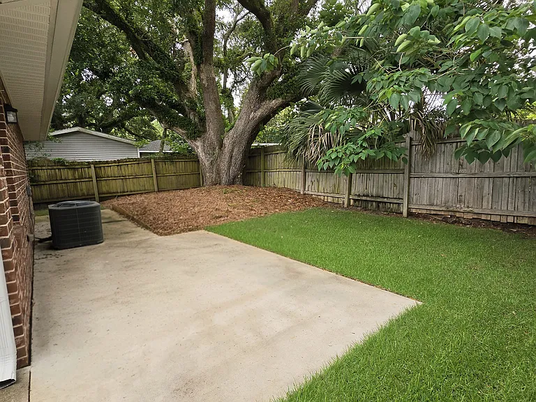 Backyard concrete patio