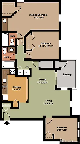 Floor plan 3 Bedroom 2 Bathrooms