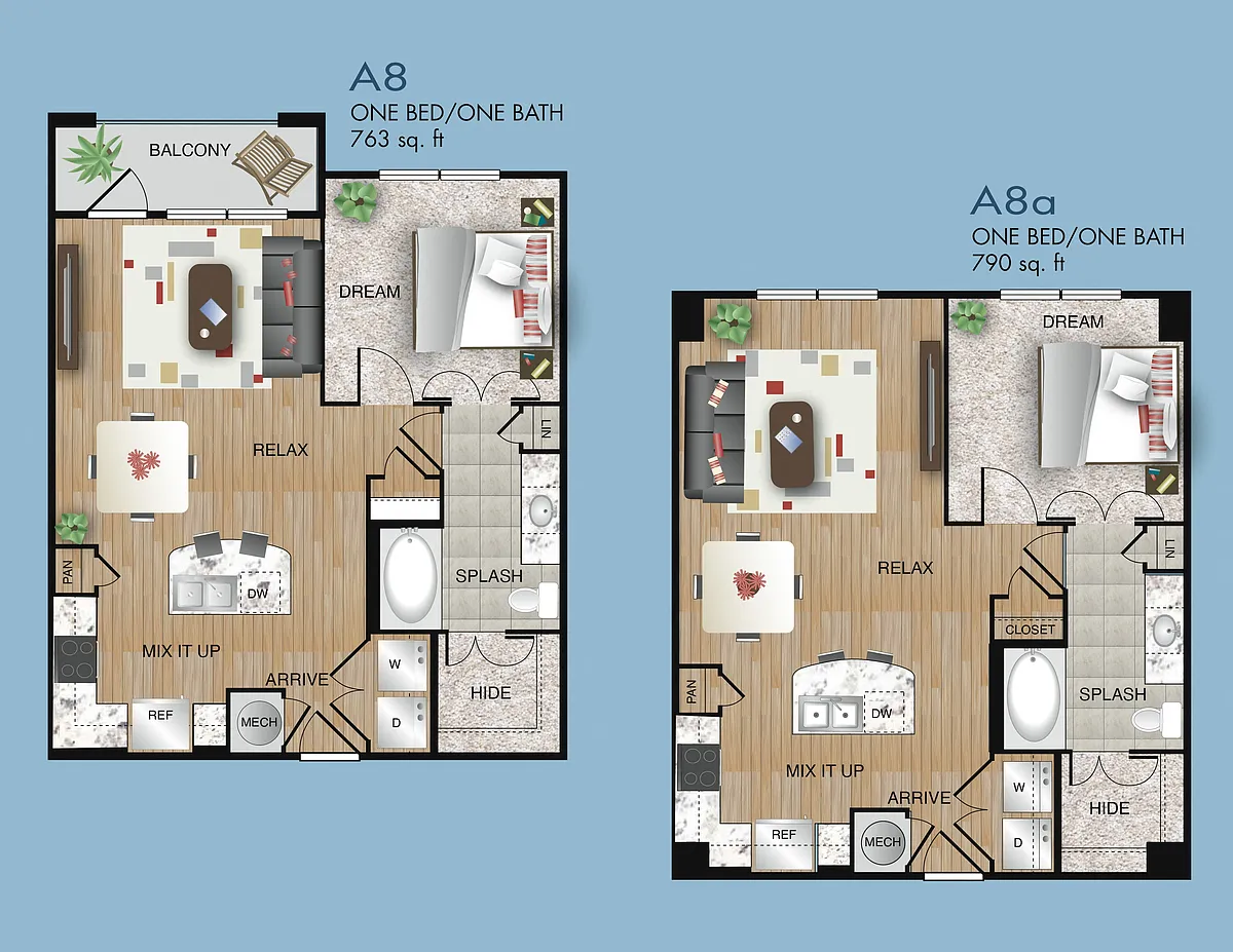 Floor plan A8 and A8a