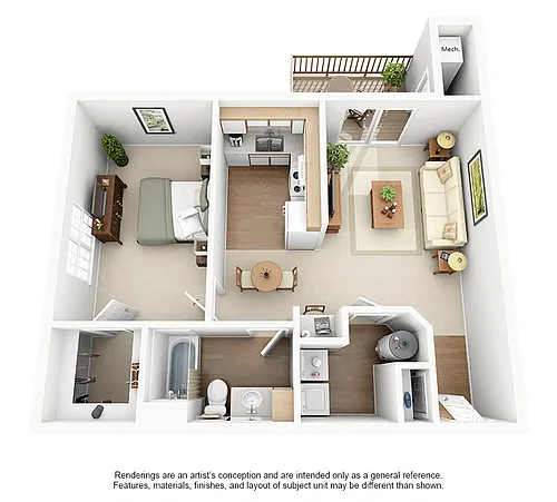 Floor plan Large 1x1 Renovated